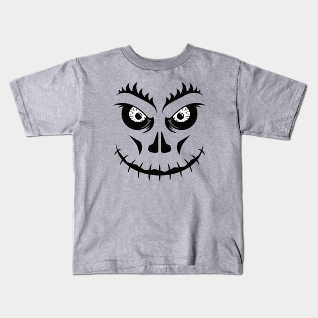 Scary Skull Face Kids T-Shirt by dkdesigns27